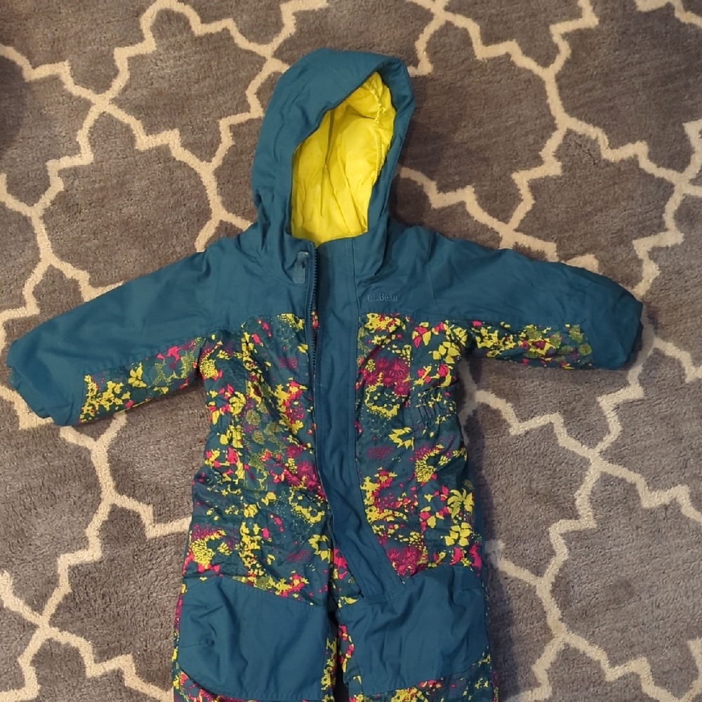 L.L. Bean Kids Jacket - Teal and Yellow Floral